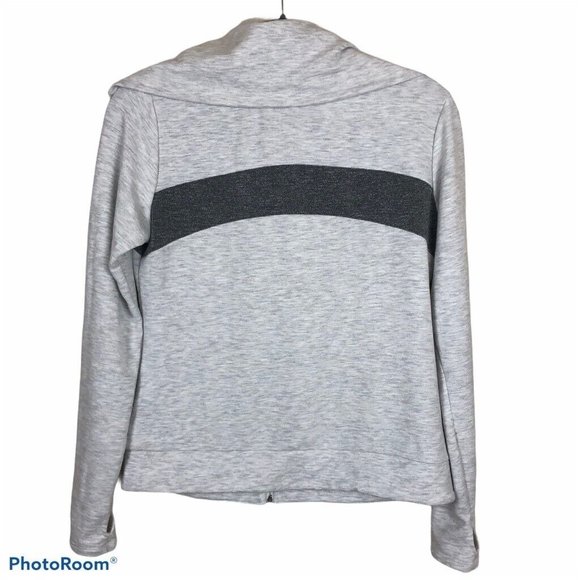Te Verde Womens Yoga Track Jacket Gray Heathered Color Block Stretch Thumbhole S - Picture 5 of 9